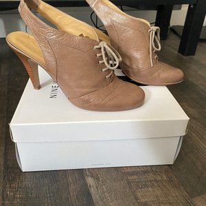 Open back leather booties